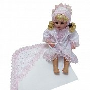 "МоёДитё" крестильный набор на девочку белый с розовым КР-07 "Кассия"